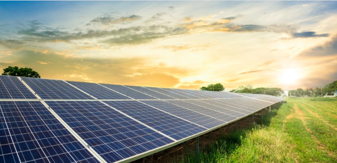 panneau solaire dans un champ
